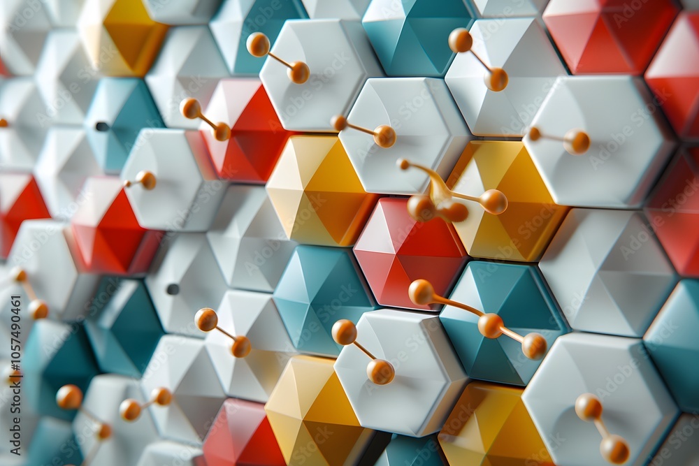 Poster vibrant geometric patterns in hexagonal design