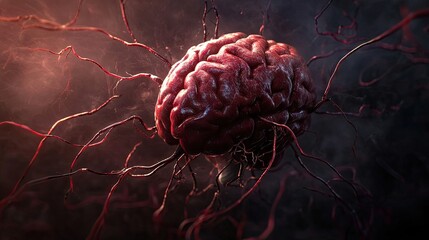 Heart attack, brain stroke, and neuron death are critical health concerns. This image illustrates the concept of heart attack, brain stroke, and neuron death with empty space for text and graphics.