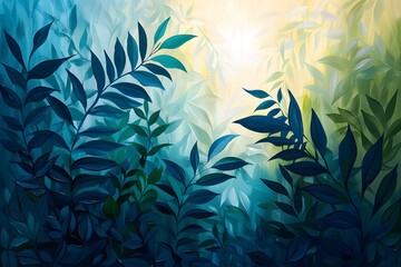 Lush Greenery: A Serene Abstract Forest Scene