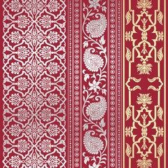 wedding card design, traditional paisley floral pattern , royal India	