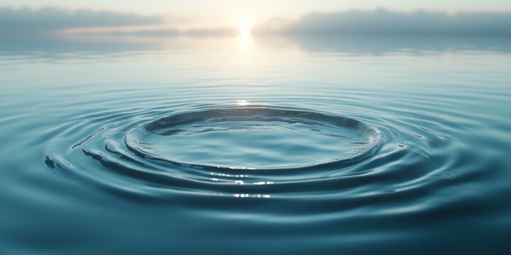 A clear circle on the surface with some ripples,