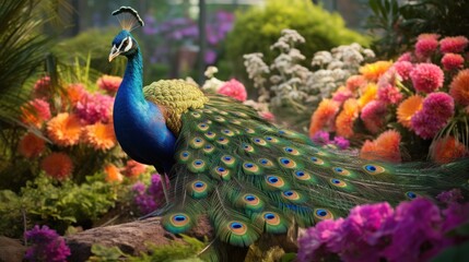 Fototapeta premium Peacock in a Garden