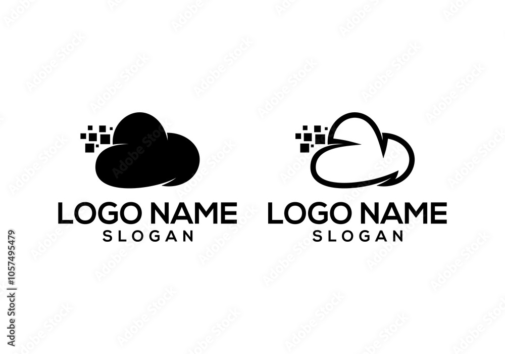 Poster digital big data cloud computing logo design vector template.