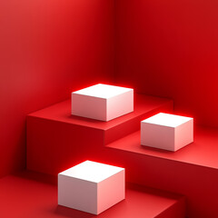 Fototapeta premium room with red wall and spotlights