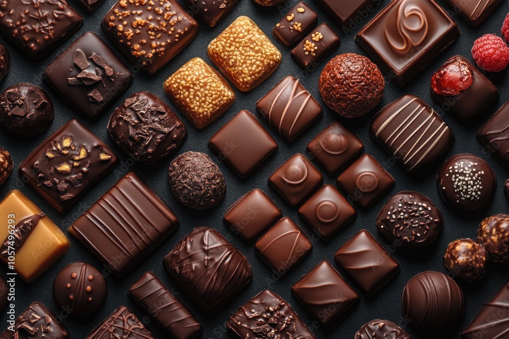 Poster an assortment of assorted chocolates arranged aesthetically for indulgence and enjoyment.