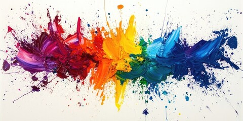 Fototapeta premium A striking and colorful abstract artwork featuring dynamic paint splatters and bold hues creates an energetic visual experience. Bold, vibrant colors and paint splashes define this stylish piece.