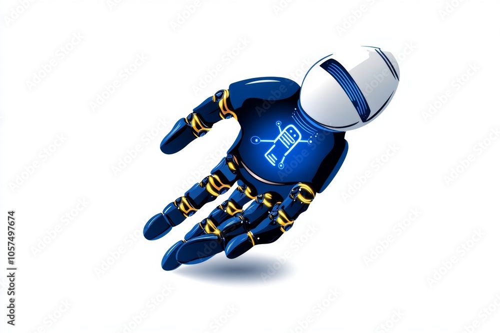 Poster Minimalist line art of a robotic arm, capturing the simplicity and functionality of industrial automation, symbolizing precision and efficiency