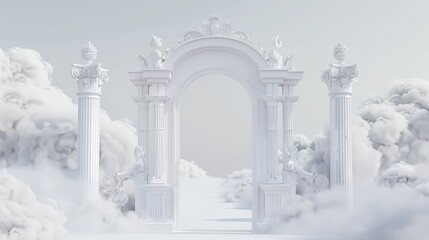 Naklejka premium White archway with clouds