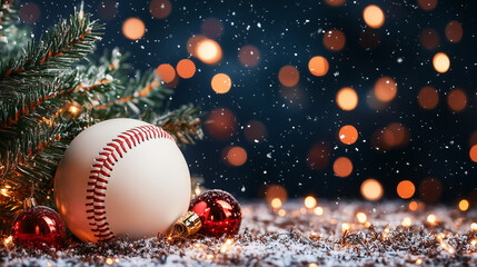 baseball, christmas decoration and snow