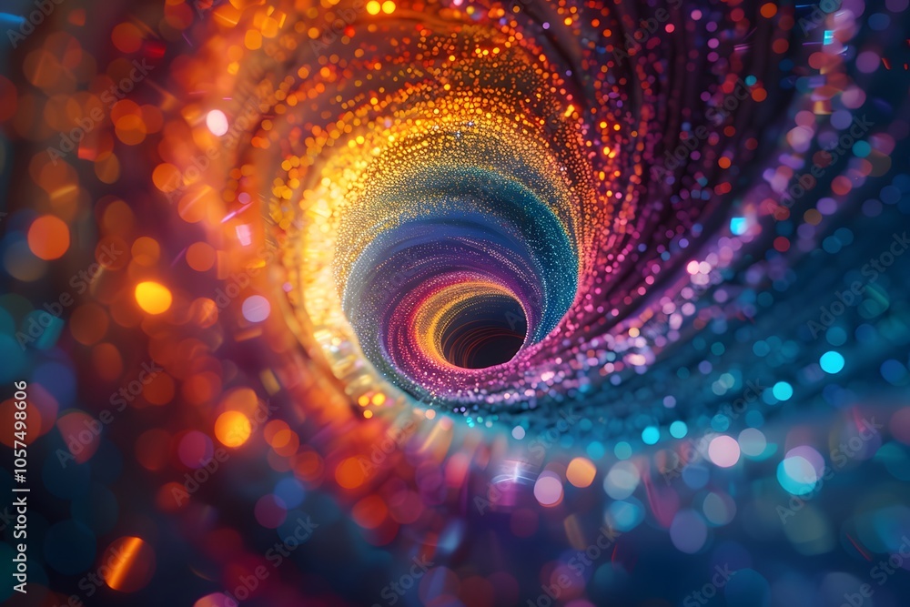 Poster mesmerizing swirl of colorful light and sparkles in a hypnotic tunnel