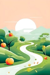 Fototapeta premium minimalist wallpaper illustration showcasing abstract elements symbolizing a healthy lifestyle