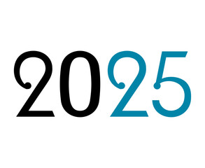 2025 Happy New Year Abstract Blue And Black Typography Numbers Design Vector Illustration