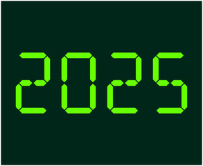 Happy New Year 2025 Abstract Green Digital Clock Typography Design Vector Illustration
