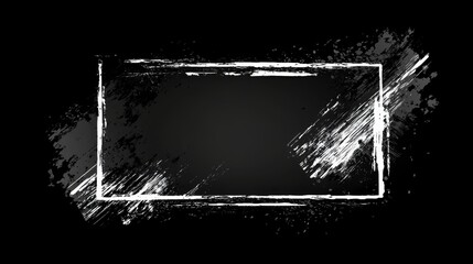 Rectangular and square frame for grunge-style text fields. Hand-drawn brush strokes with a rough texture.Spots of paint on a black background