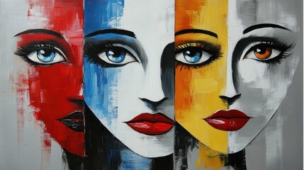 A captivating portrayal of abstract human faces, blending colors and emotions through vibrant art, inviting deep reflections on identity.
