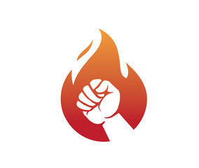 creative fits and fire revolution symbol logo vector design icon illustration