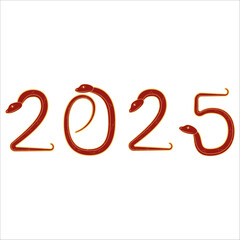 Chinese 2025 New Year Numeric. Zodiac Asia Silhouette Snake