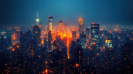 Fototapeta premium Nighttime Skyline of a City