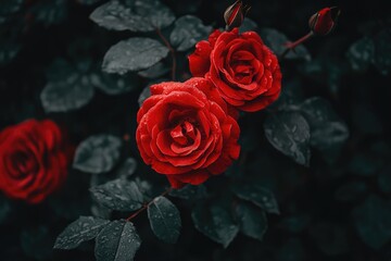 close up leaves rose flower with bokeh 