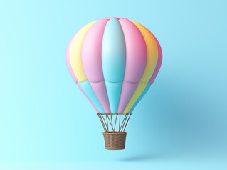 Fototapeta premium Hot air balloon isolated on a blue background