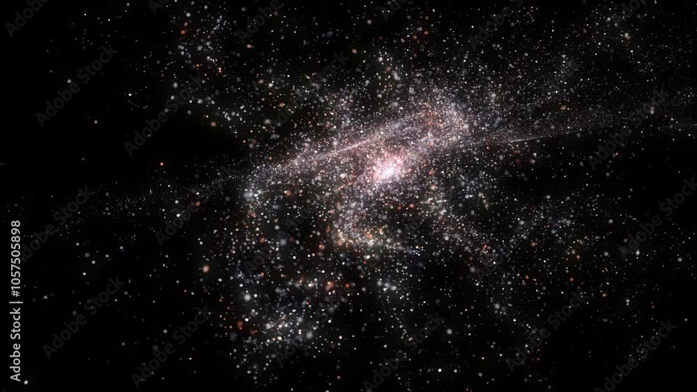 Aufkleber particles in fluid space background/ animation of an abstract background with floating particles ins