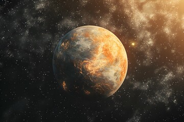 Obraz premium A Stunning View of a Rocky Exoplanet Surrounded by Cosmic Wonders