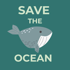 Save the ocean: cute whale conservation campaign.