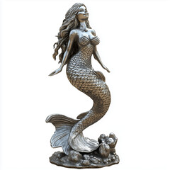 Obraz premium Mermaid statue isolated on a white background