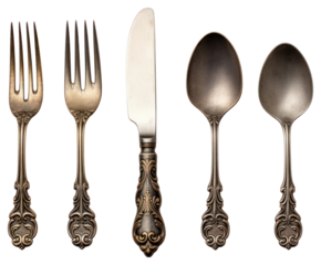 PNG Vintage spoon knife fork.