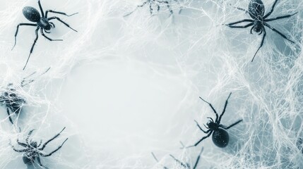 Creepy spiders on web