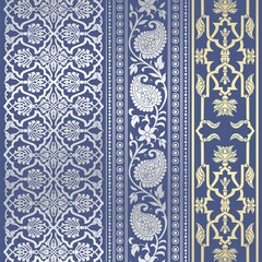 wedding card design, traditional paisley floral pattern , royal India	