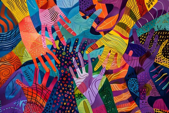 Abstract art of unity in calming colors with connected forms, conveying harmony and balance