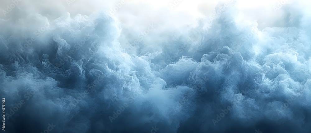 Poster an abstract composition of swirling blue clouds, creating a dynamic and serene atmosphere. the soft 