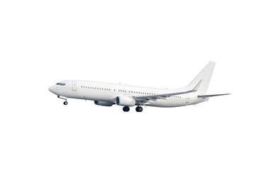 Take off white passenger plane isolated
