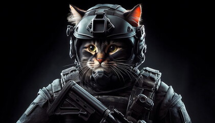 Cute Soldier Cat in Uniform , 4K