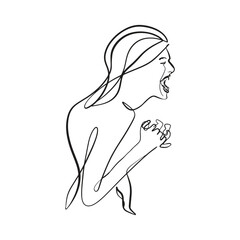 Continuous line, drawing of set faces and hairstyle, fashion concept, woman beauty minimalist, vector illustration for t-shirt, slogan design print graphics style
