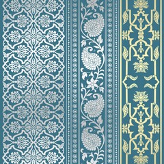 wedding card design, traditional paisley floral pattern , royal India	