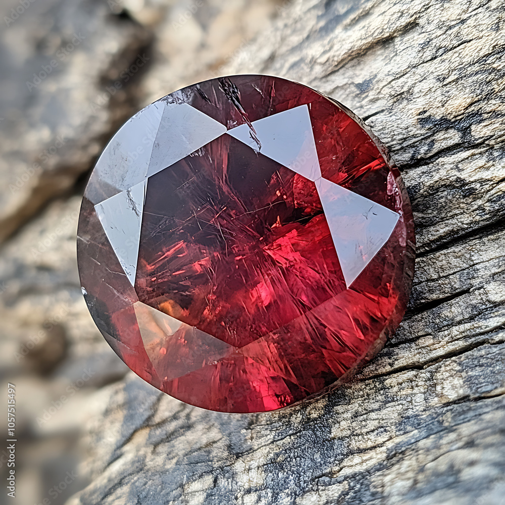Poster red round shaped garnet