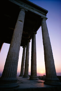 Erechtheion (or Temple of Athena Polias) showing Ionic architecture in the Acropolis of Athens; Athens, Greece