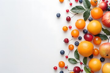 Obraz premium Vibrant Assortment of Fresh Fruits on a Light Background