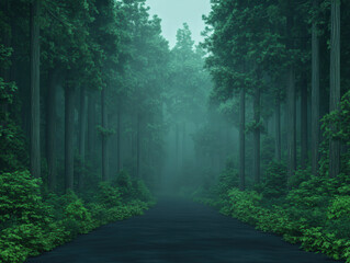 Fototapeta premium Dark and Moody Forest Pathway for Reflection