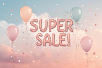 Obraz premium A cheerful promotion featuring colorful balloons and the text 