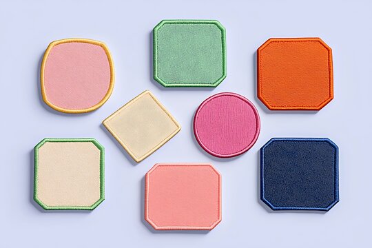 Colored round and square embroidered patch mockup