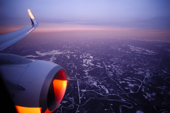 View of the sunrise from an airplane
