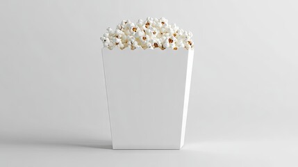Isolated white popcorn box template mockup with custom graphics packaging. Popcorn basket on white background. 
