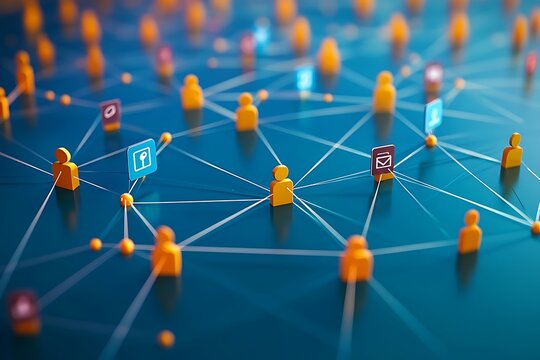 Connected People in a Digital Network Sharing Ideas and Resources.