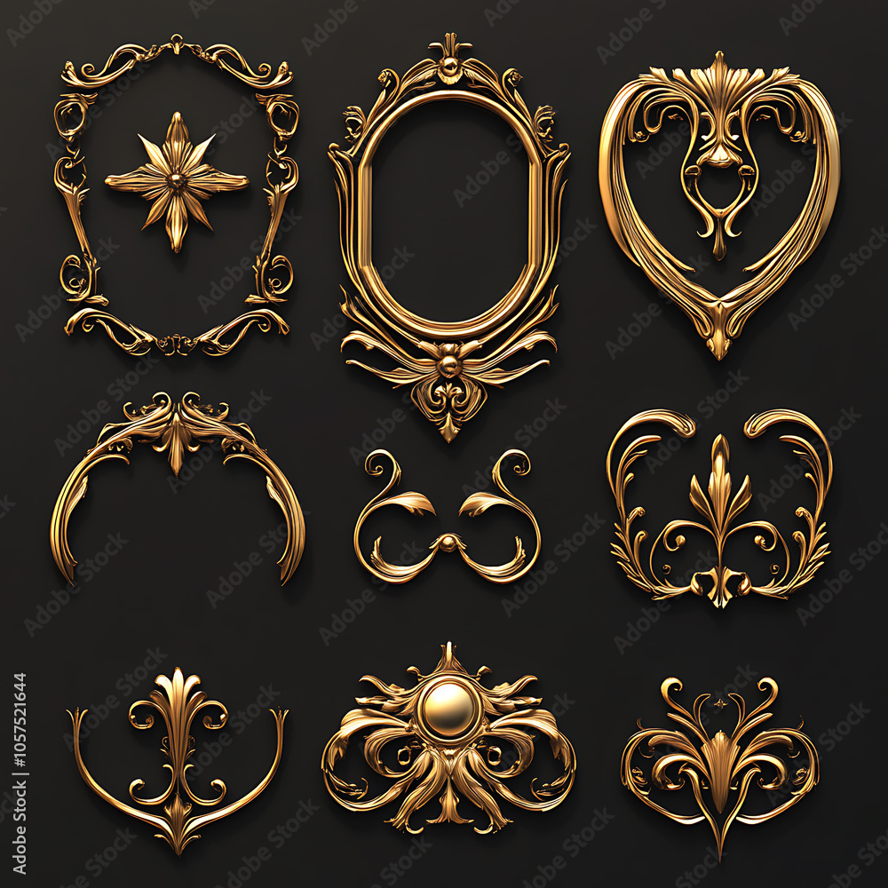 Poster set of golden frame