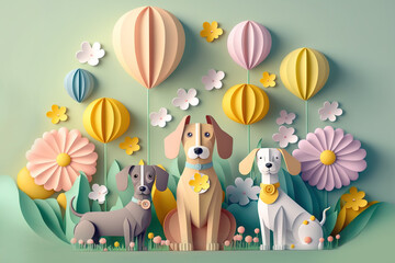 Fototapeta premium paper dogs 