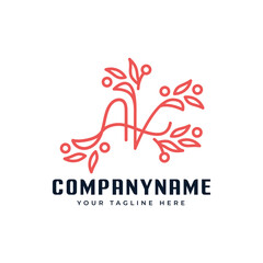 Letter AV Beauty Plant Logo, symbolizing growth, beauty, and wellness