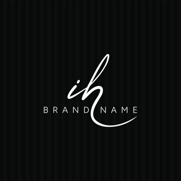 Initial Letter IH Vector Logo Template in handwritten Signature Style